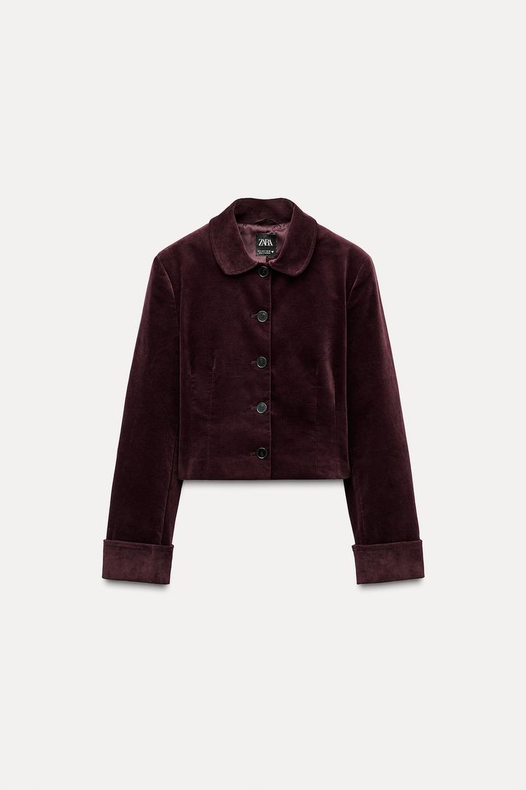 Zara CROPPED VELVET JACKET