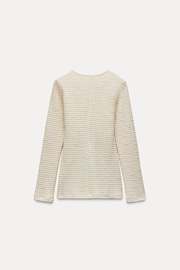 ZARA TEXTURED BOWS TOP