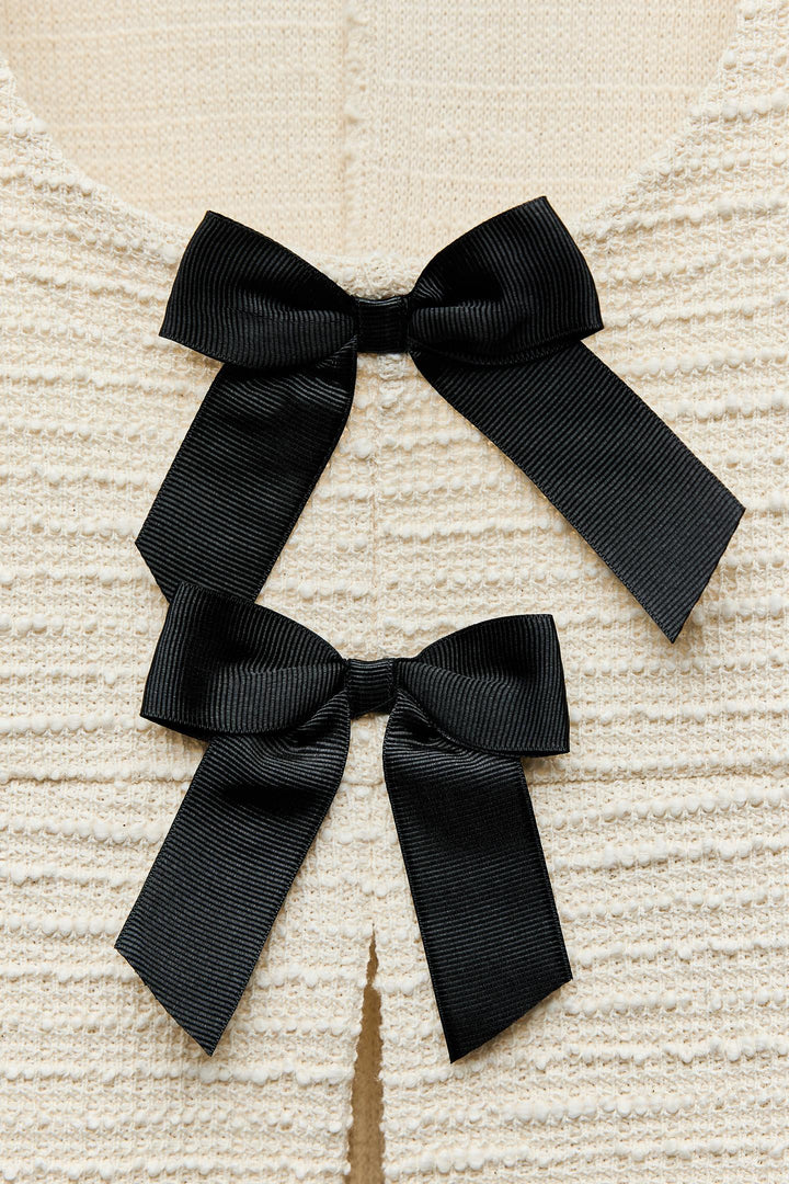 ZARA TEXTURED BOWS TOP
