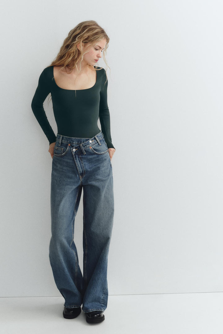 ZARA SQUARE NECK POLYAMIDE BODYSUIT