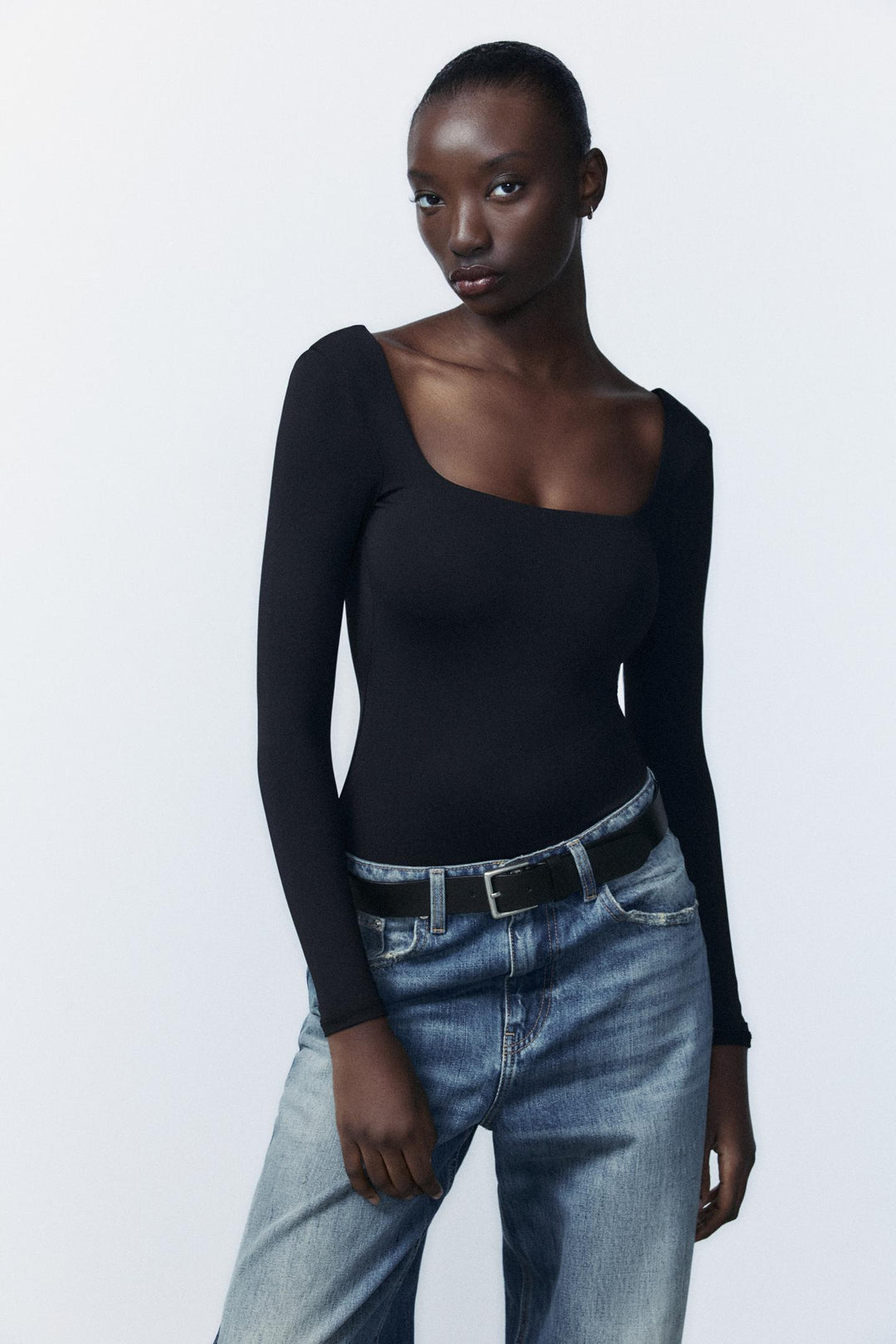 ZARA SQUARE NECK POLYAMIDE BODYSUIT