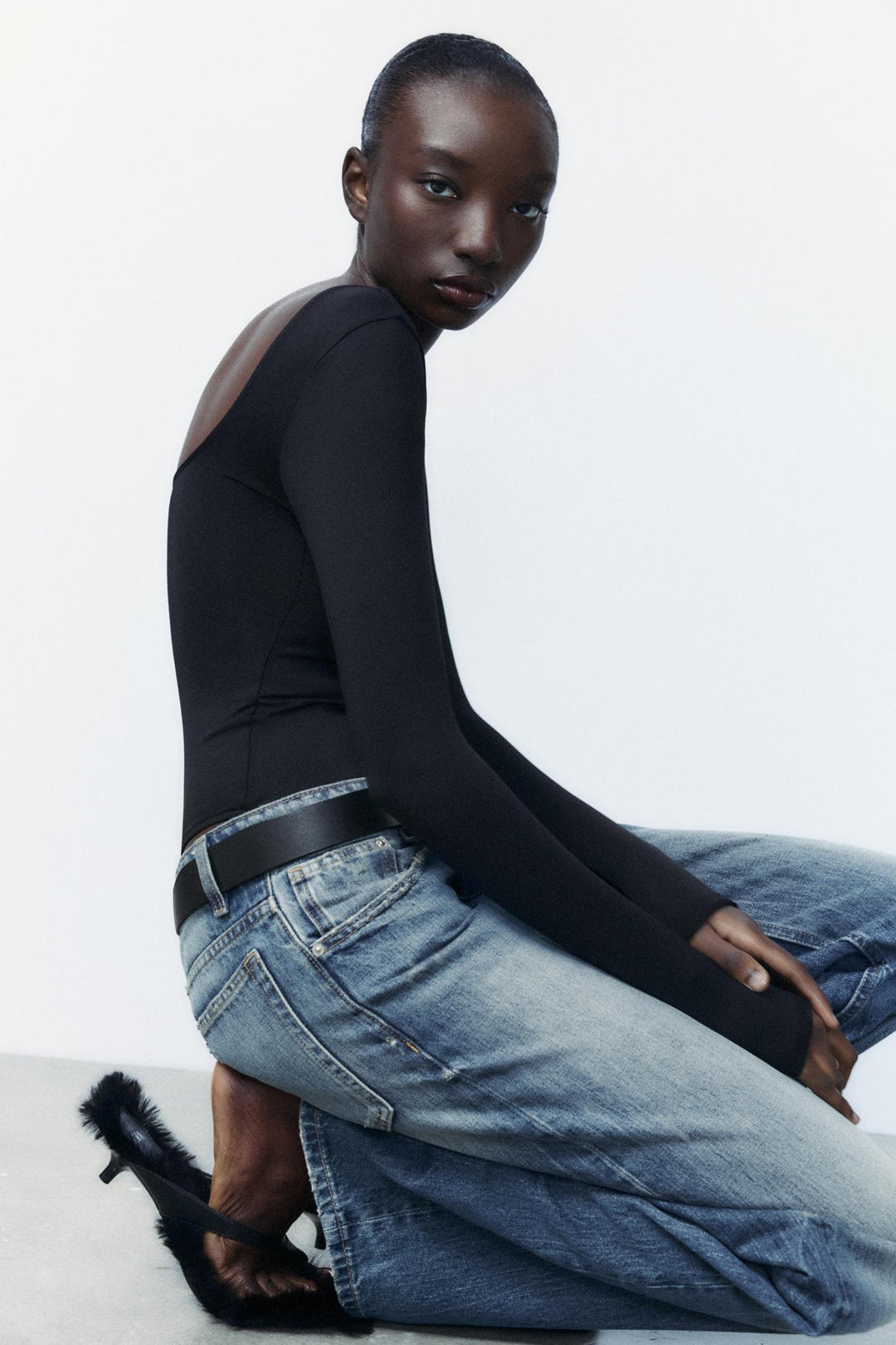 ZARA SQUARE NECK POLYAMIDE BODYSUIT