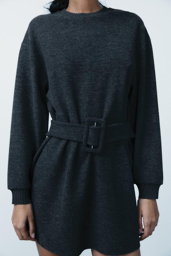 Zara BELTED SOFT FEEL DRESS