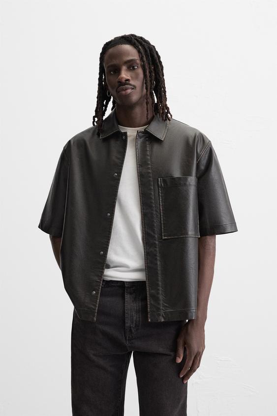 Zara FAUX LEATHER OVERSHIRT