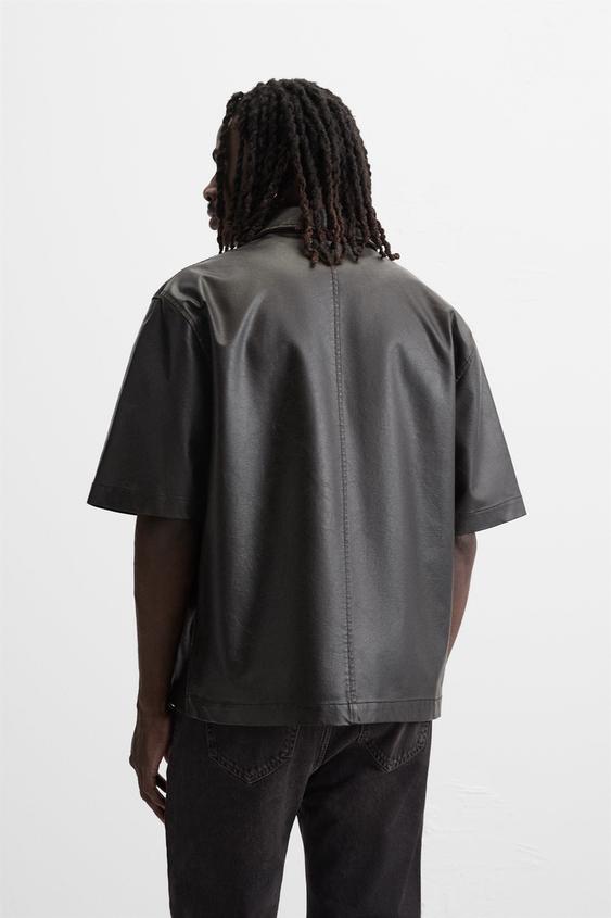 Zara FAUX LEATHER OVERSHIRT