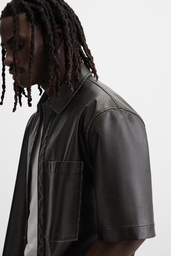 Zara FAUX LEATHER OVERSHIRT