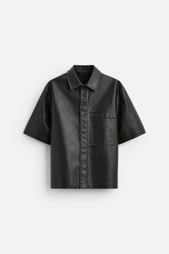 Zara FAUX LEATHER OVERSHIRT
