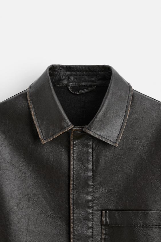 Zara FAUX LEATHER OVERSHIRT