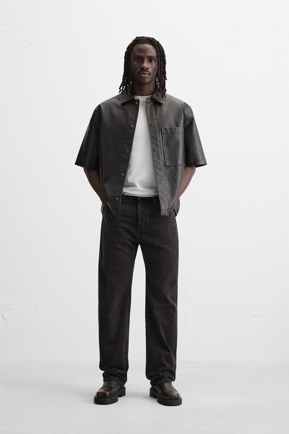 Zara FAUX LEATHER OVERSHIRT