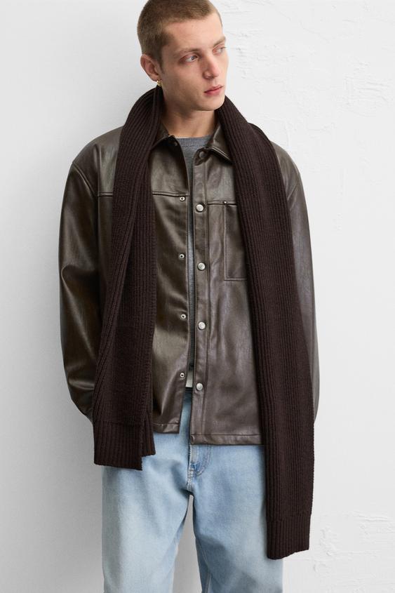Zara WASHED FAUX LEATHER OVERSHIRT