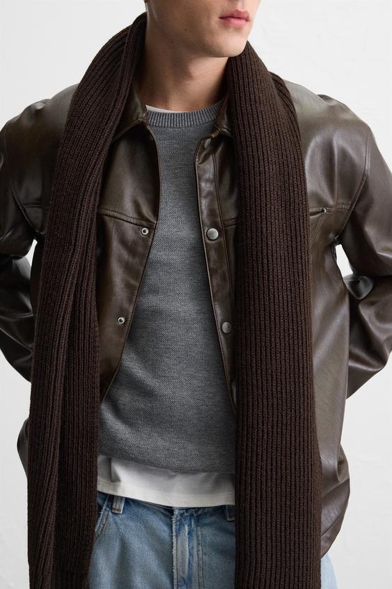 Zara WASHED FAUX LEATHER OVERSHIRT