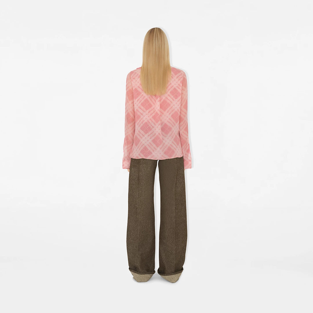 Burberry Ruffled Check Silk Blouse