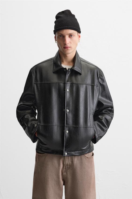 Zara FAUX LEATHER OVERSHIRT