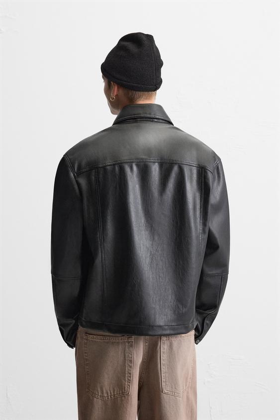Zara FAUX LEATHER OVERSHIRT