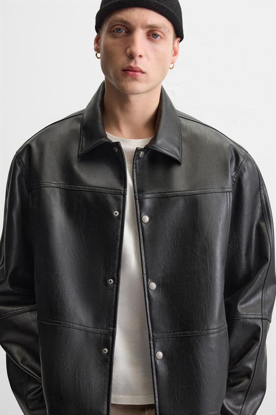 Zara FAUX LEATHER OVERSHIRT