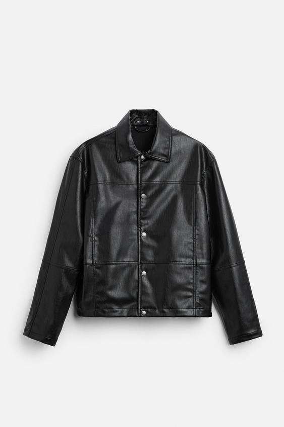 Zara FAUX LEATHER OVERSHIRT