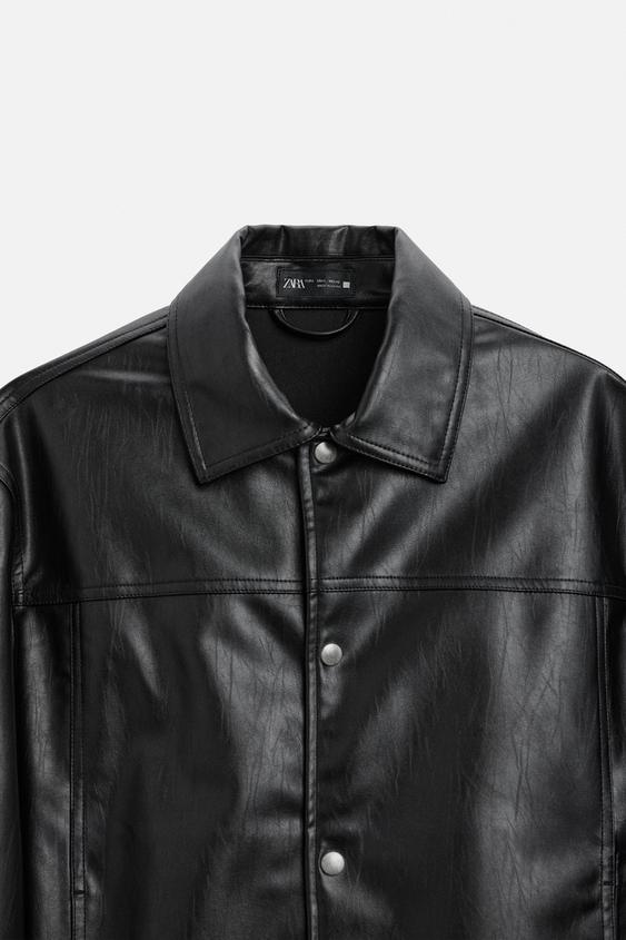 Zara FAUX LEATHER OVERSHIRT
