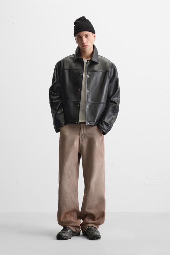 Zara FAUX LEATHER OVERSHIRT