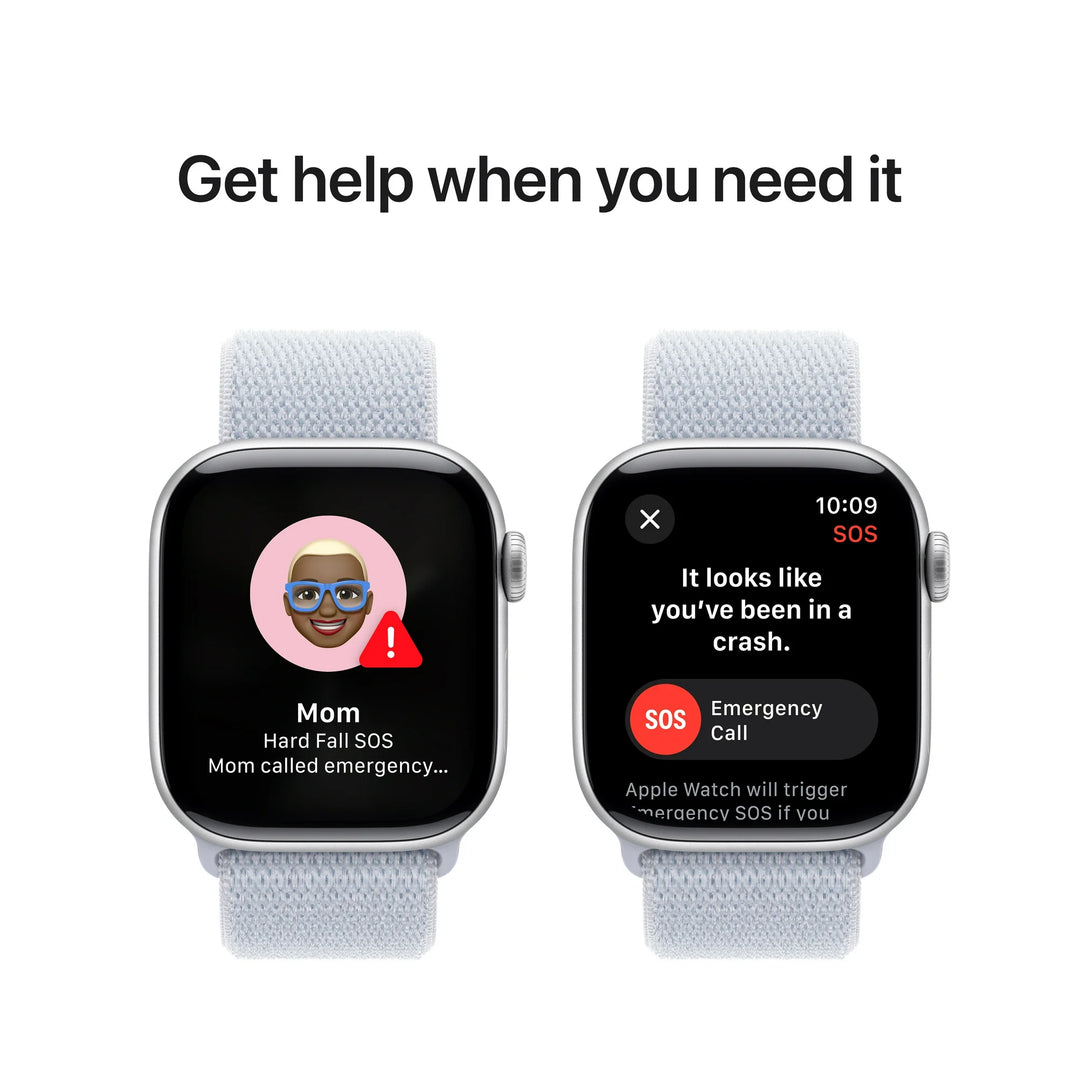 Apple Watch Series 10 GPS + Cellular 46mm Silver Aluminum Case with Blue Cloud Sport Loop
