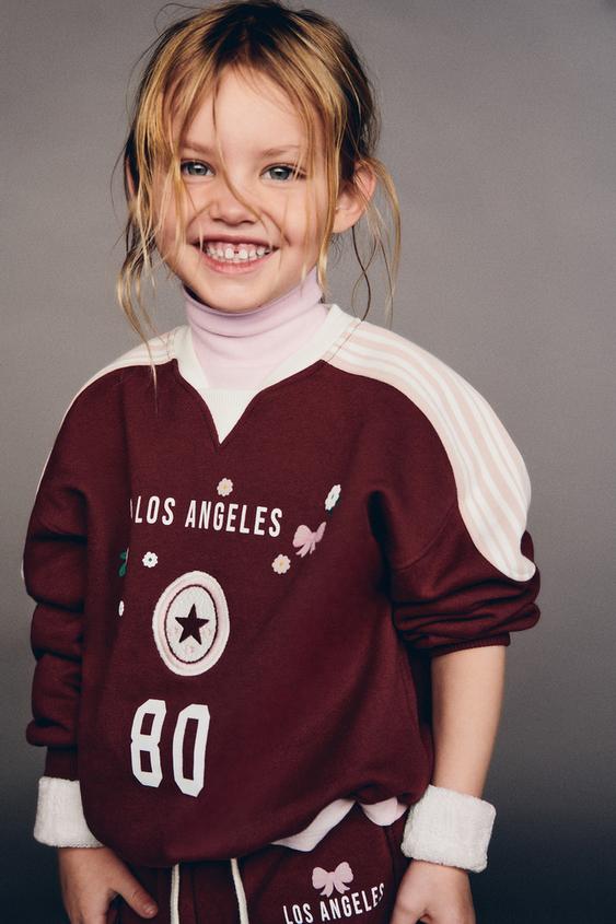 Zara SWEATSHIRT WITH RAISED EMBROIDERY