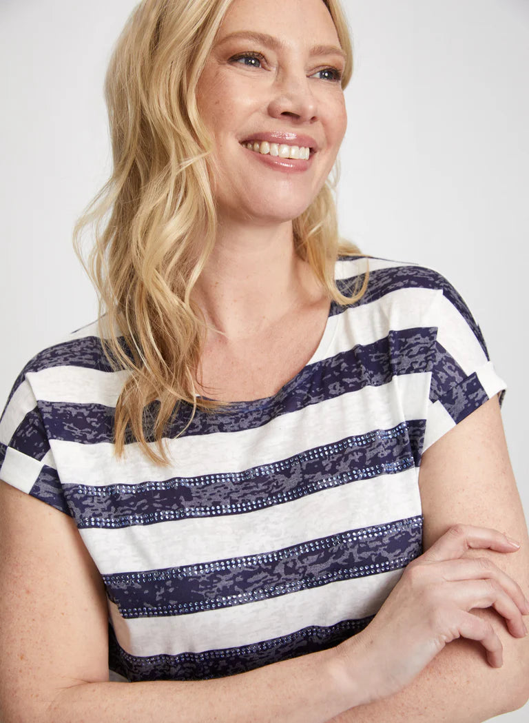LAURA Striped Short Sleeve Top