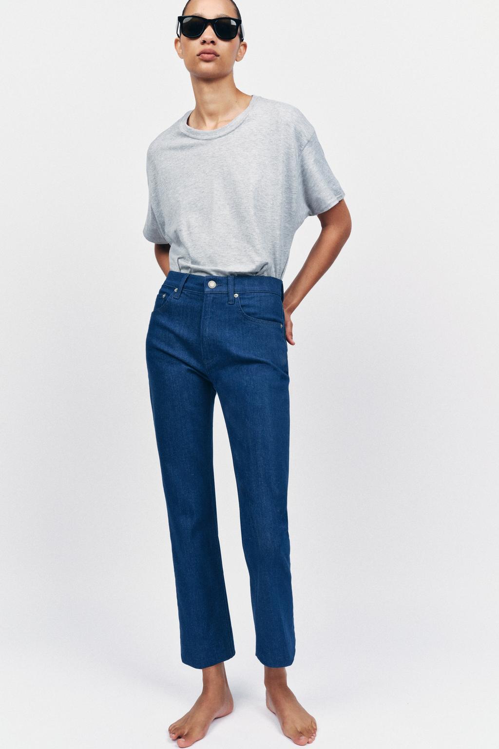 ZARA ZW COLLECTION HIGH RISE BOOTCUT CROPPED JEANS