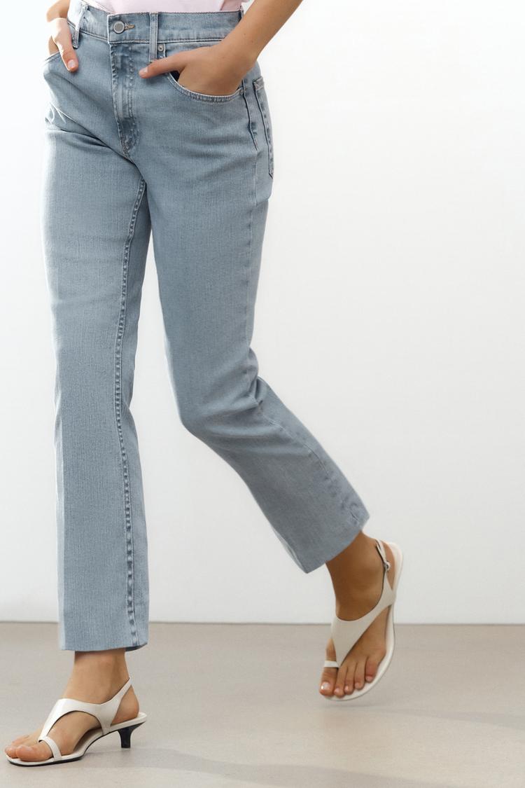 ZARA ZW COLLECTION HIGH RISE BOOTCUT CROPPED JEANS