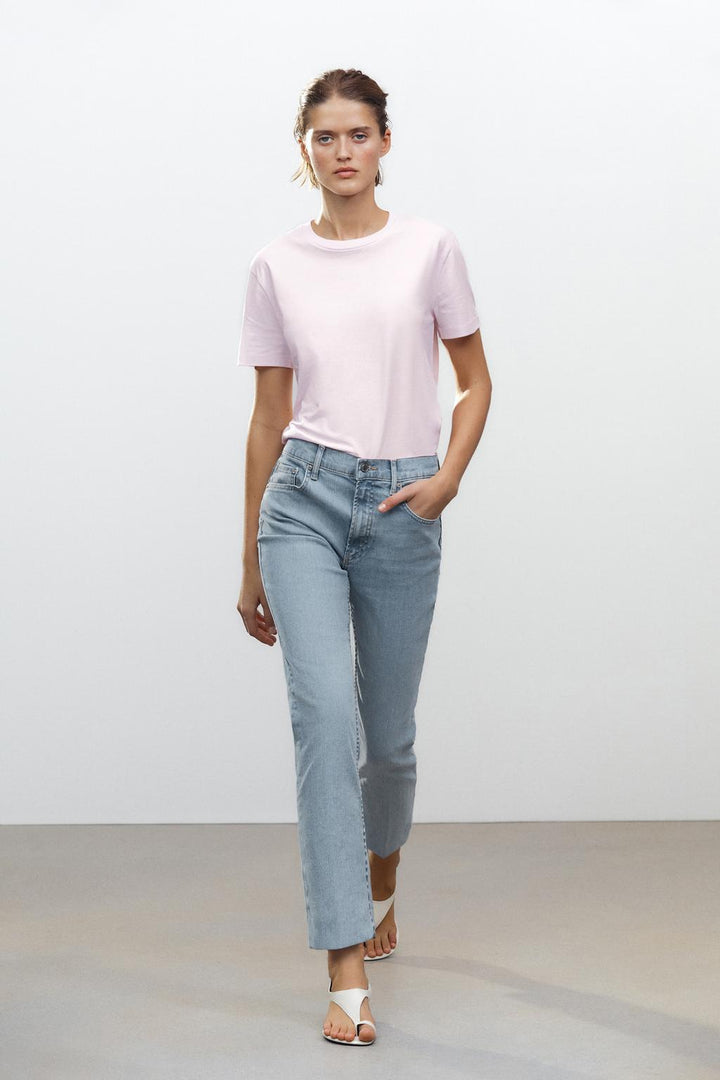 ZARA ZW COLLECTION HIGH RISE BOOTCUT CROPPED JEANS