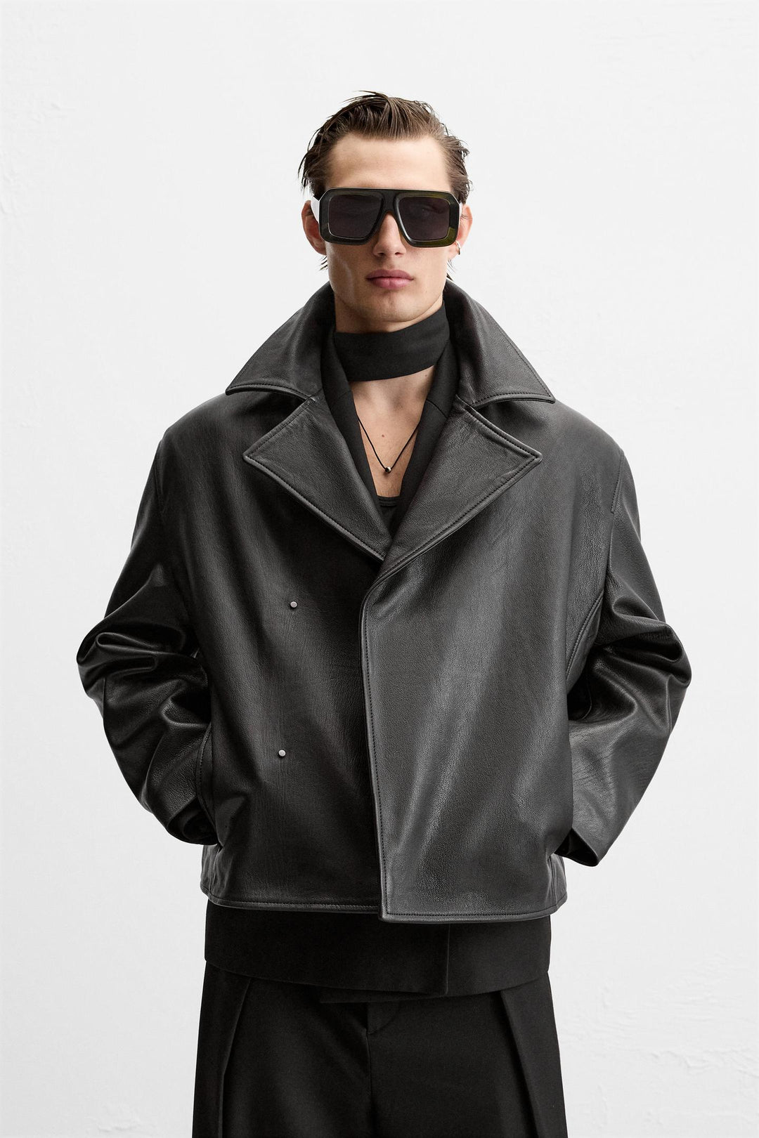 ZARA CROPPED FIT LEATHER TRENCH