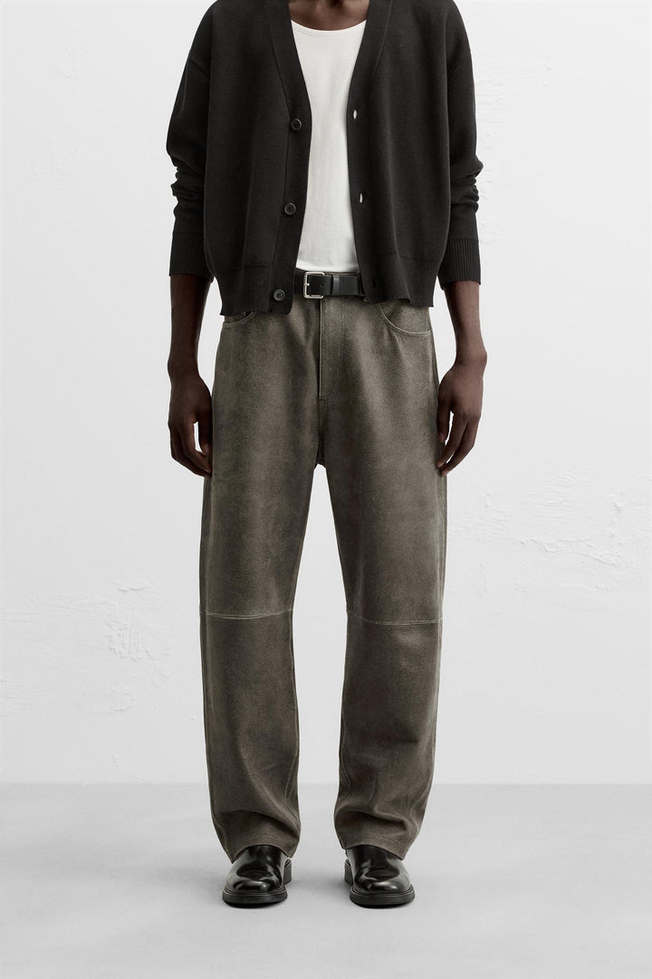 ZARA WASHED EFFECT LEATHER PANTS