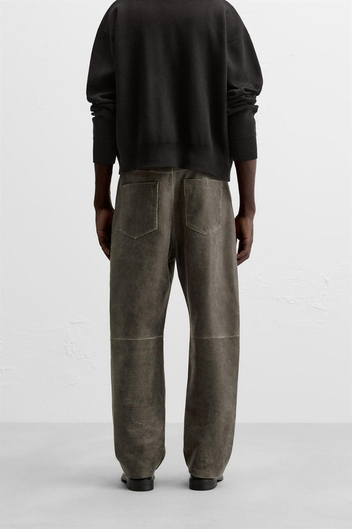 ZARA WASHED EFFECT LEATHER PANTS