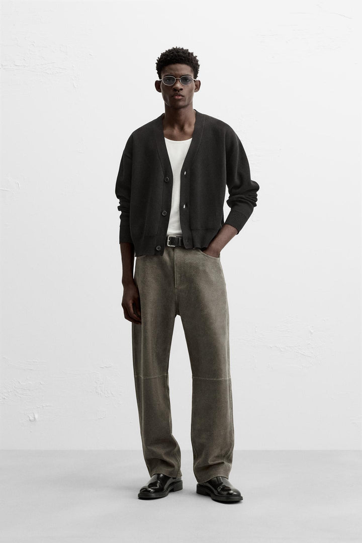 ZARA WASHED EFFECT LEATHER PANTS