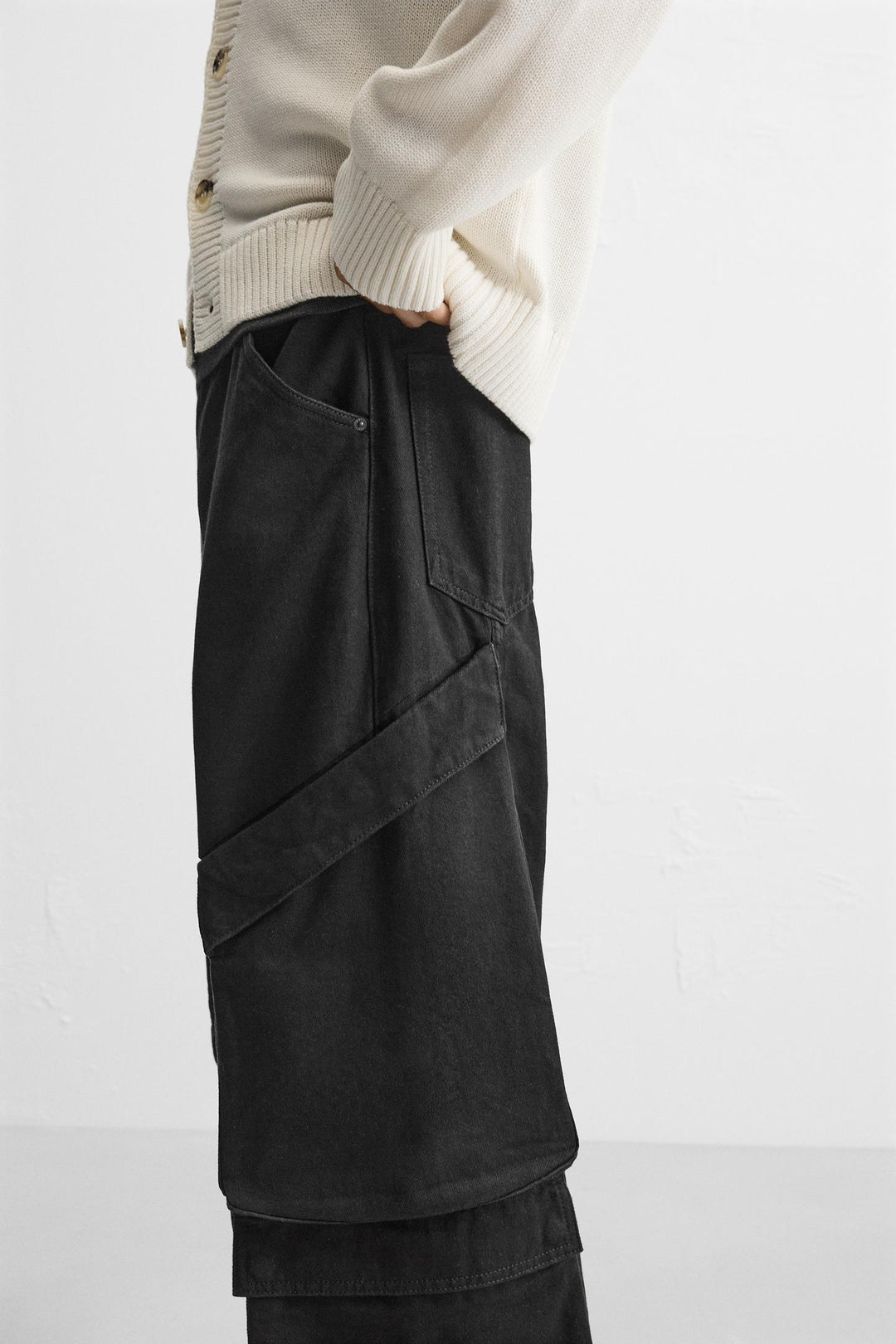 ZARA POCKET DENIM CARGO PANTS