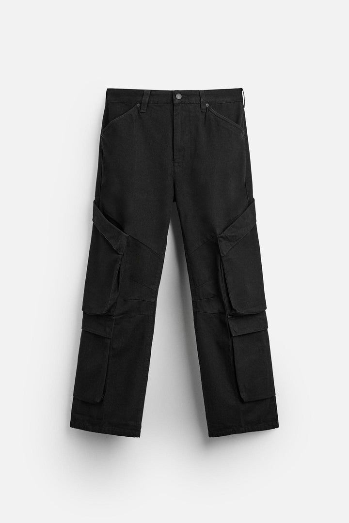 ZARA POCKET DENIM CARGO PANTS