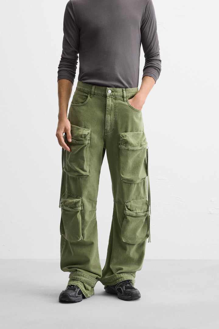 POCKET DENIM CARGO PANTS