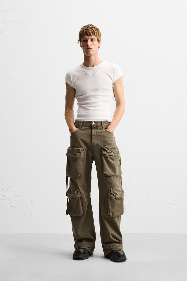 POCKET DENIM CARGO PANTS