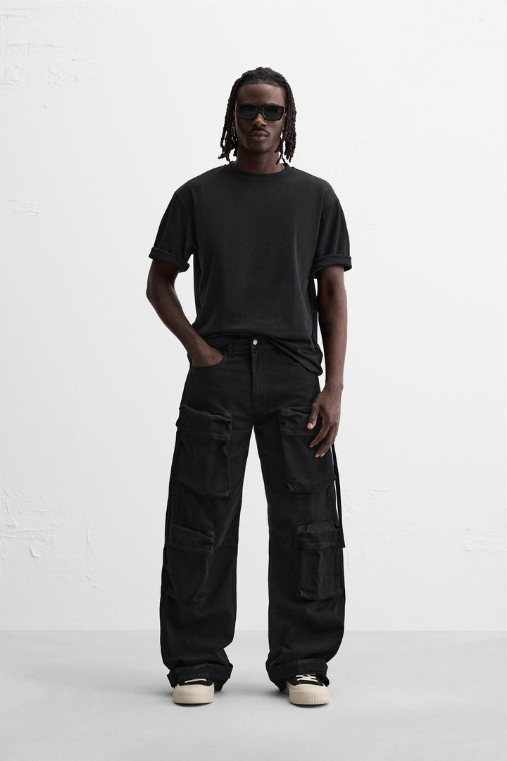 POCKET DENIM CARGO PANTS