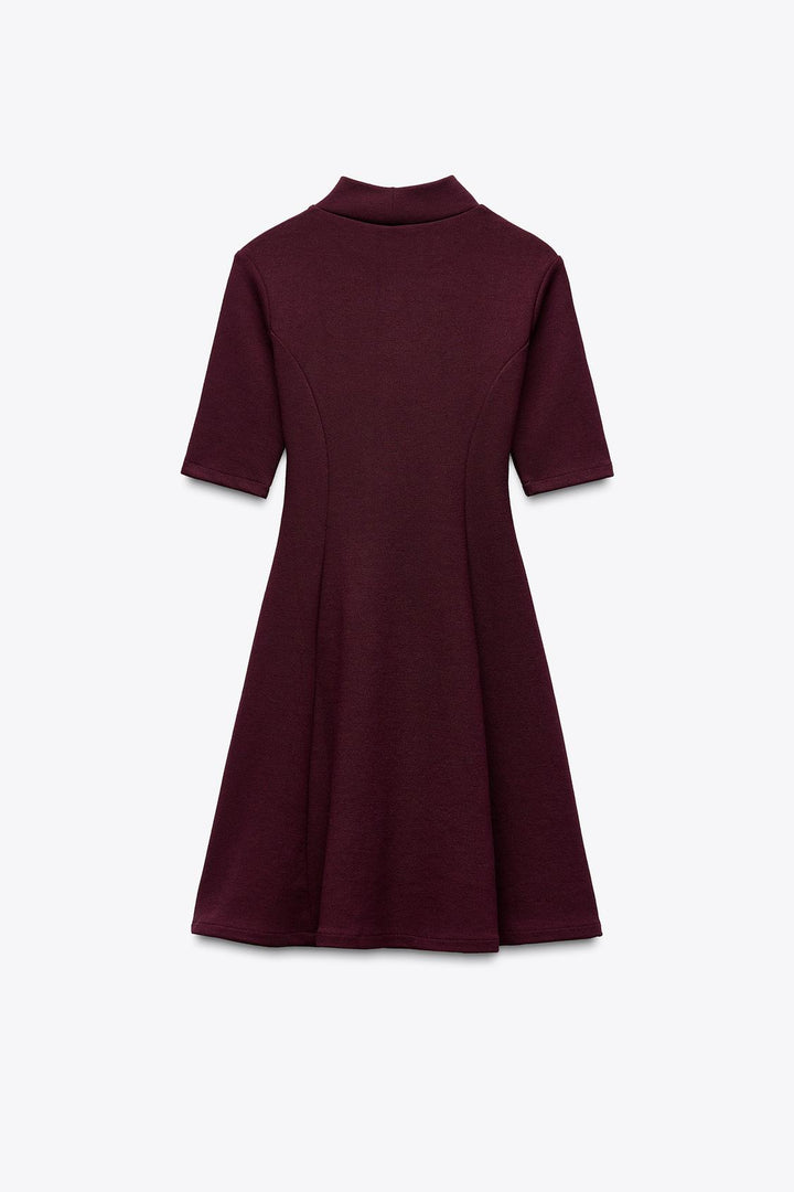 ZARA STRETCH KNIT SKATER DRESS WITH BELT
