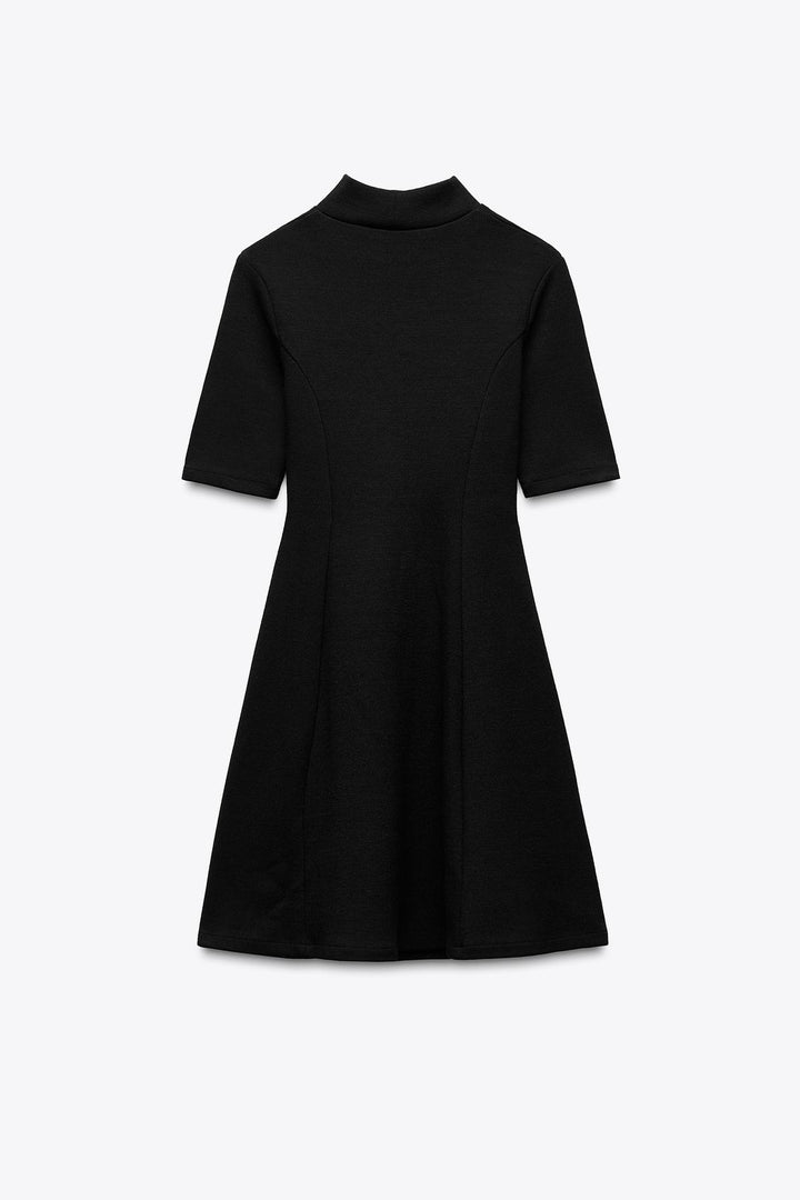 ZARA STRETCH KNIT SKATER DRESS WITH BELT