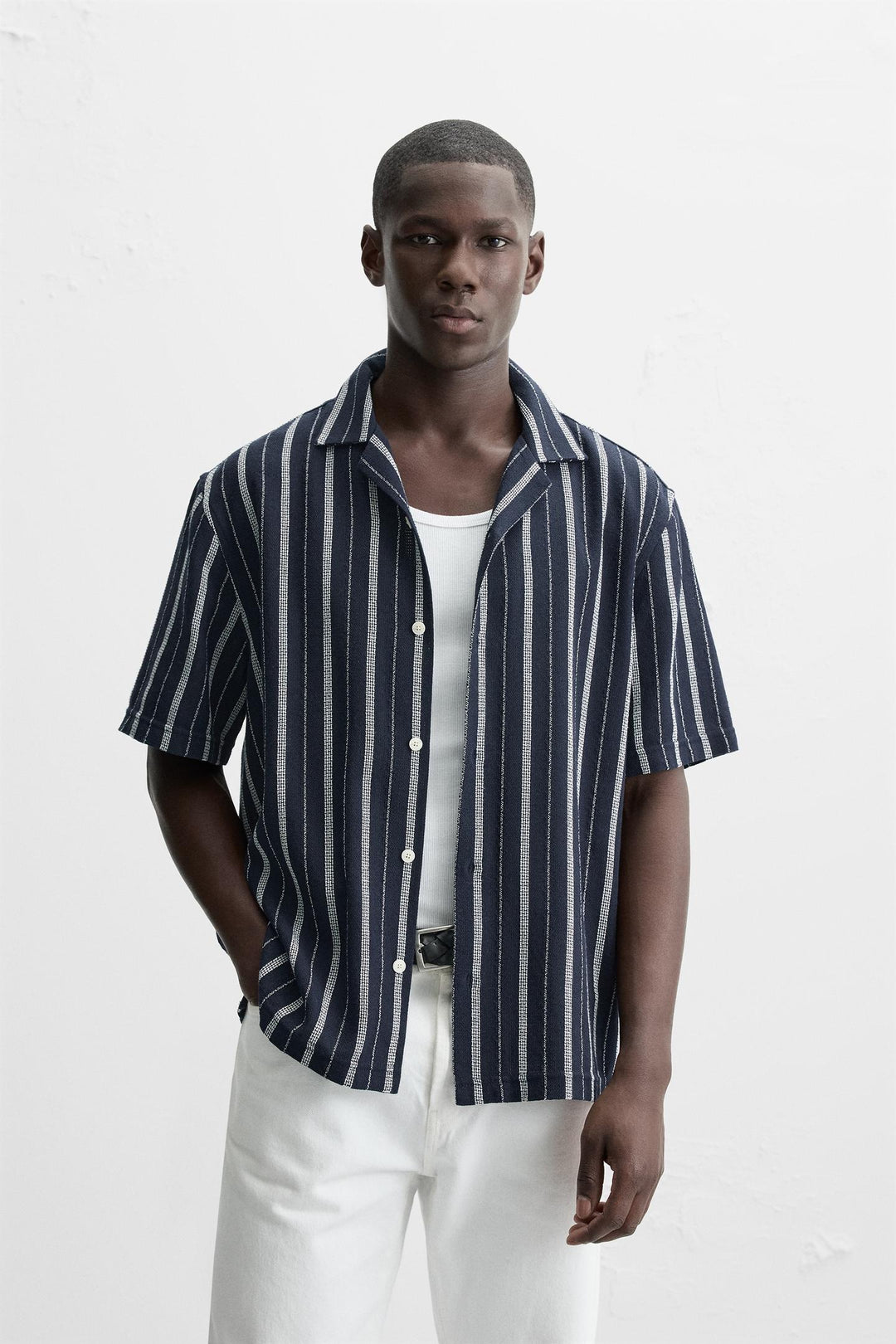ZARA TEXTURED STRIPED SHIRT