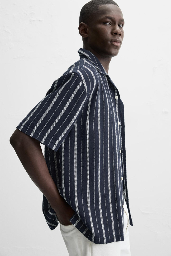ZARA TEXTURED STRIPED SHIRT