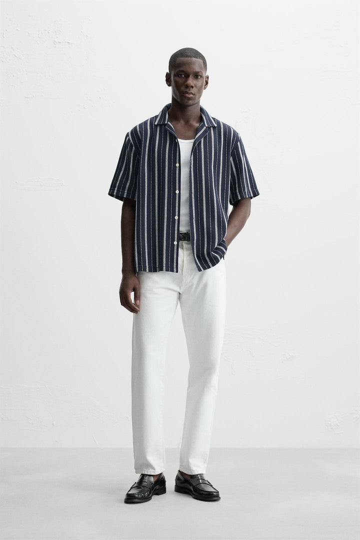 ZARA TEXTURED STRIPED SHIRT