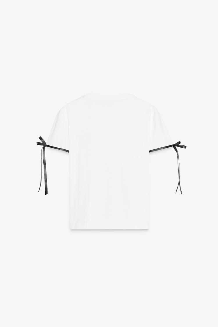 ZARA CONTRAST BOW T-SHIRT