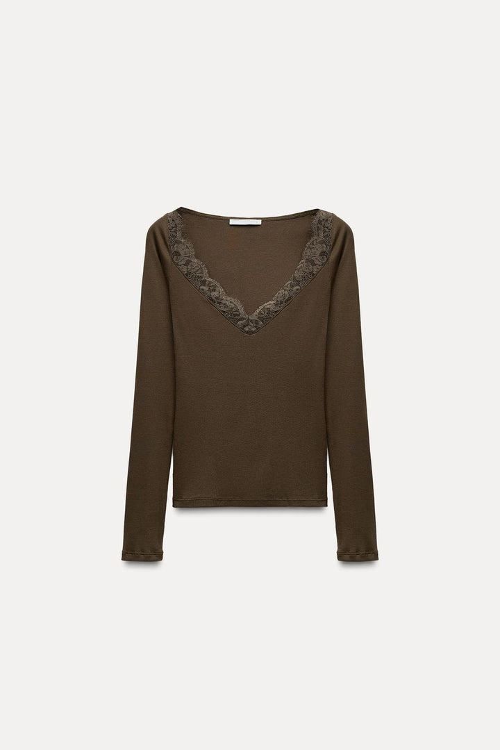 ZARA LACE RIB TOP