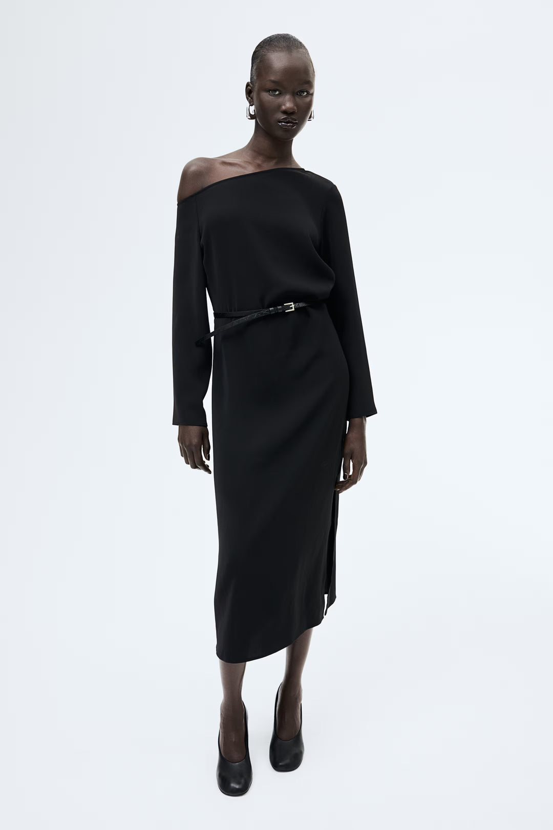 H&M Belted One-Shoulder Dress