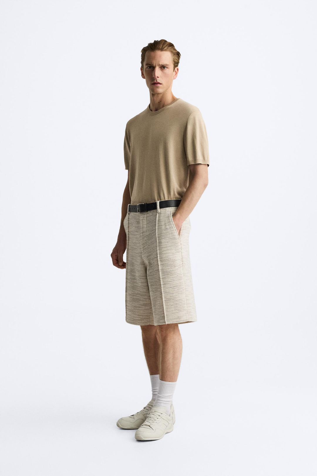 ZARA TEXTURED WEAVE RUFFLED SHORTS