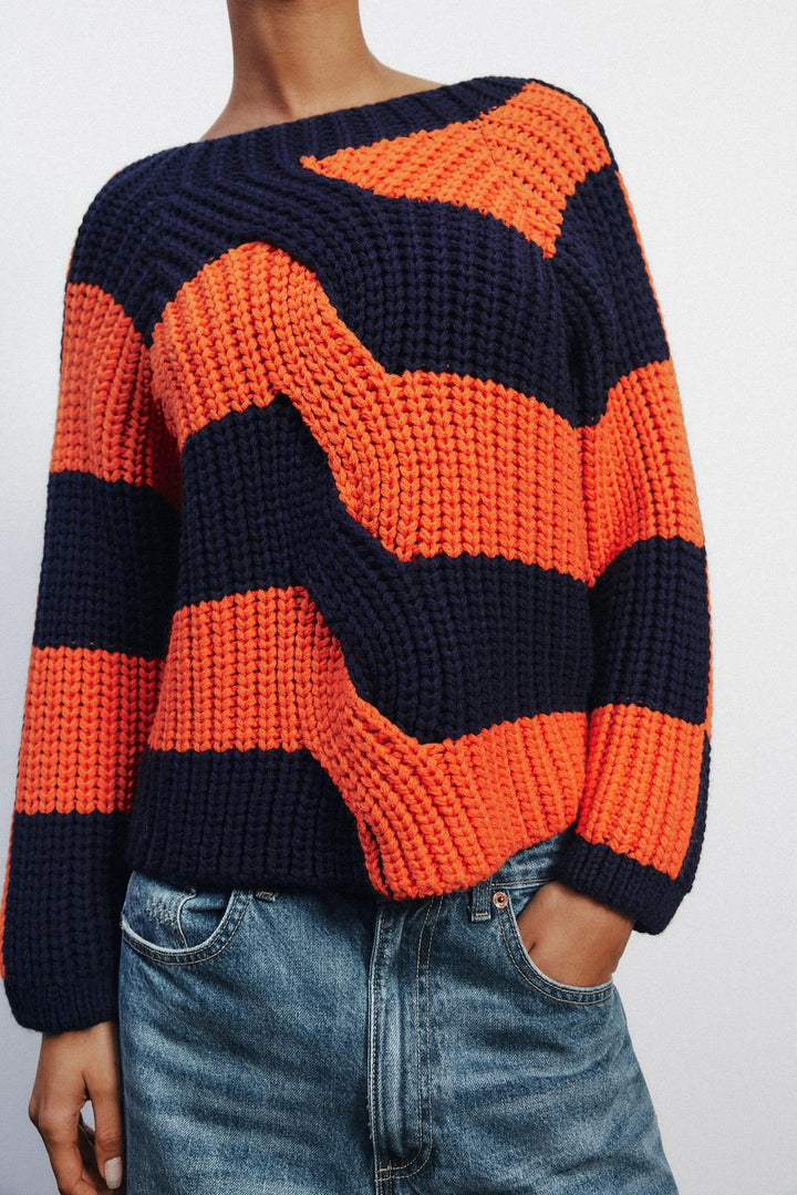 ZARA STRIPED OVERSIZE KNIT SWEATER