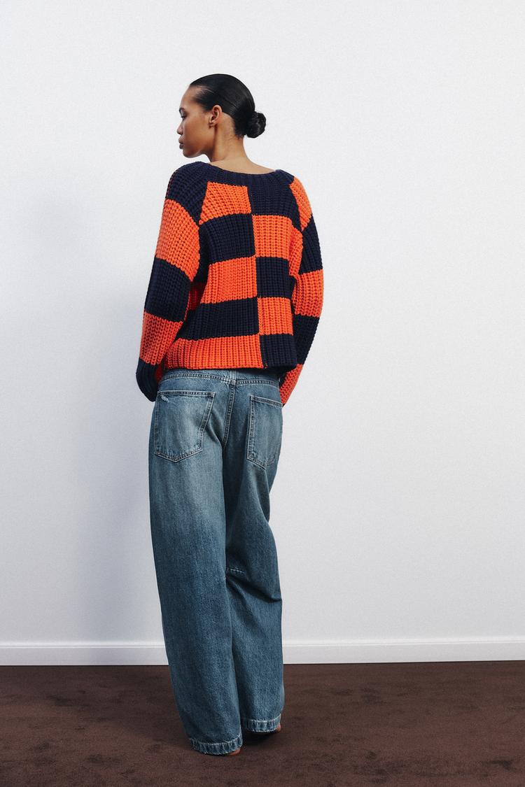 ZARA STRIPED OVERSIZE KNIT SWEATER