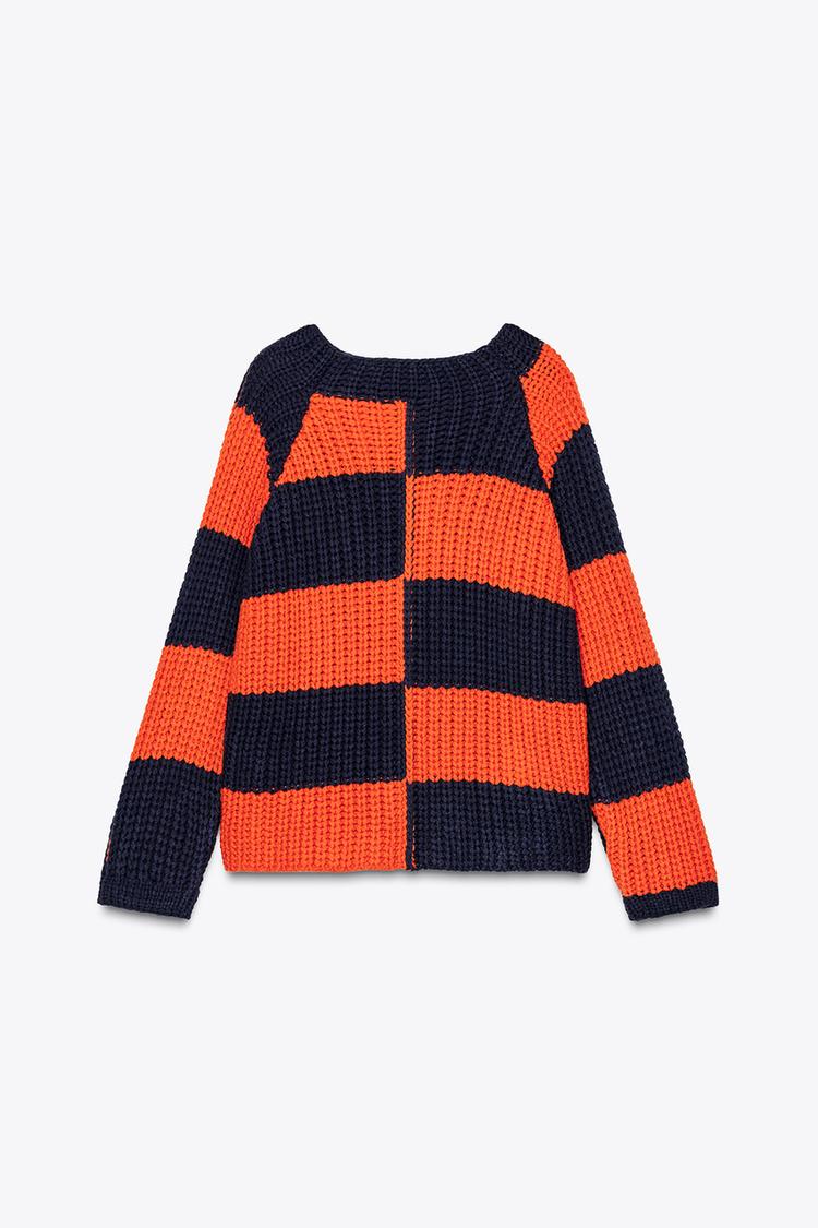ZARA STRIPED OVERSIZE KNIT SWEATER