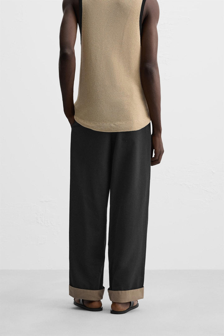 ZARA CONTRASTING BELT PANTS
